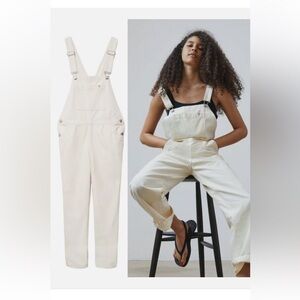 Everlane // bone colored denim overalls